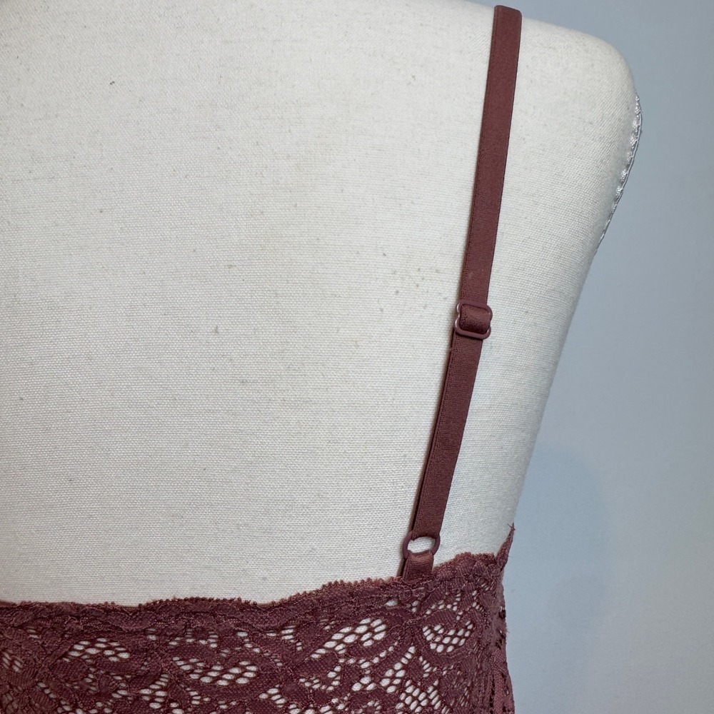 Lace Crop Cami XS Pink Floral Sheer Coquette Boho Balletcore 90s Dainty Layering - Picture 6 of 9